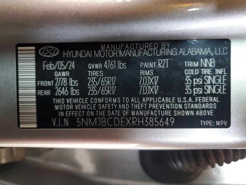 Продажа на аукционе авто 2024 Hyundai Tucson, vin: 5NMJBCDEXRH385649, номер лота: 70229876