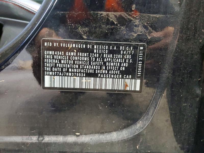 70775326 :رقم المزاد ، 3VW5T7AJ7HM379534 vin ، 2017 Volkswagen Jetta مزاد بيع