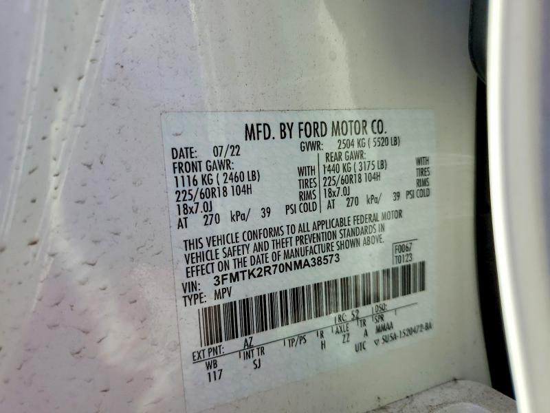 Продажа на аукционе авто 2022 Ford Mustang Mach-e, vin: 3FMTK2R70NMA38573, номер лота: 68700126