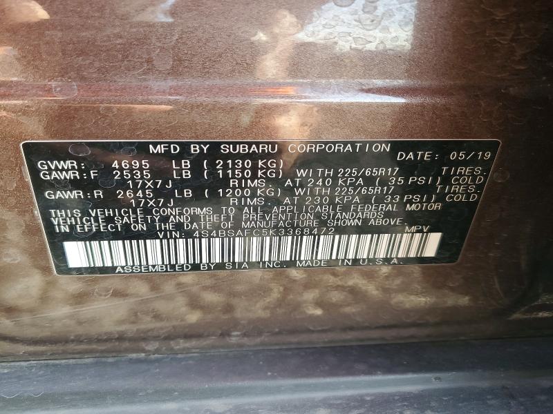 Продажа на аукционе авто 2019 Subaru Outback, vin: 4S4BSAFC5K3368472, номер лота: 70280396