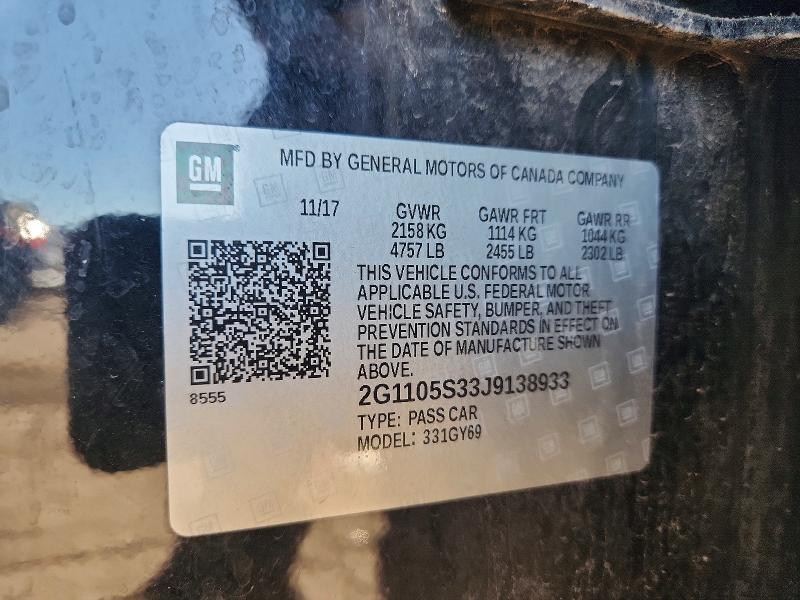 Продажа на аукционе авто 2018 Chevrolet Impala, vin: 2G1105S33J9138933, номер лота: 70595486