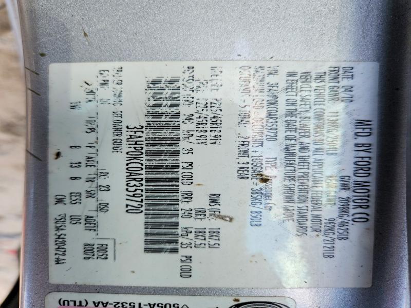Aukcja sprzedaży 2010 Ford Fusion, vin: 3FAHP0KC0AR359720, numer aukcji: 67534886