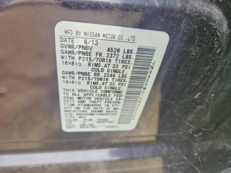 67176686 :رقم المزاد ، JN8AS5MV1DW665059 vin ، 2013 Nissan Rogue مزاد بيع