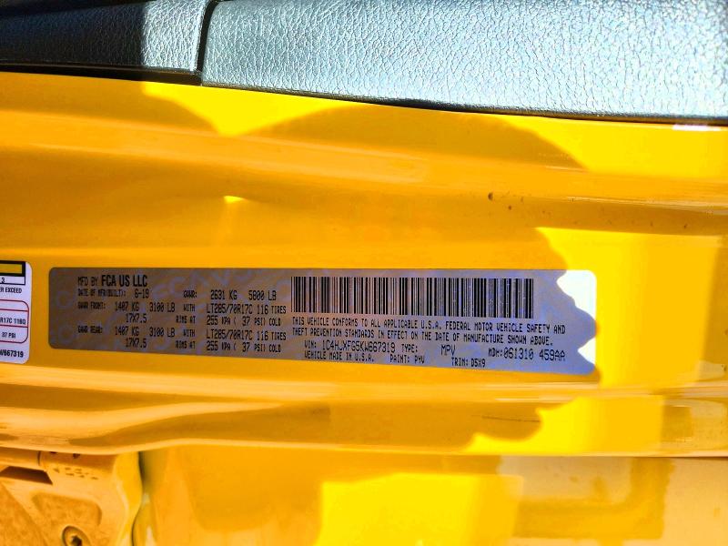 69625856 :رقم المزاد ، 1C4HJXFG5KW667319 vin ، 2019 Jeep Wrangler Unlimited مزاد بيع