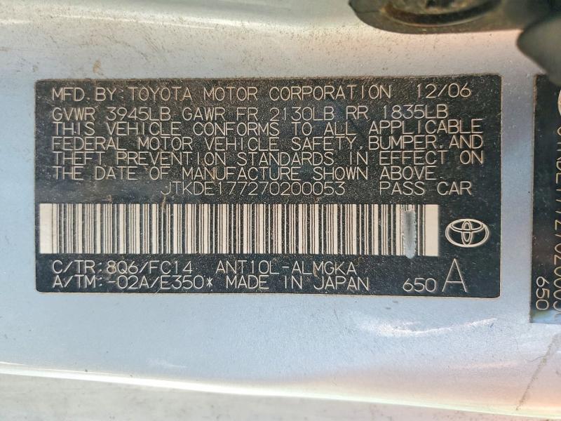 68486376 :رقم المزاد ، JTKDE177270200053 vin ، 2007 Scion Tc مزاد بيع