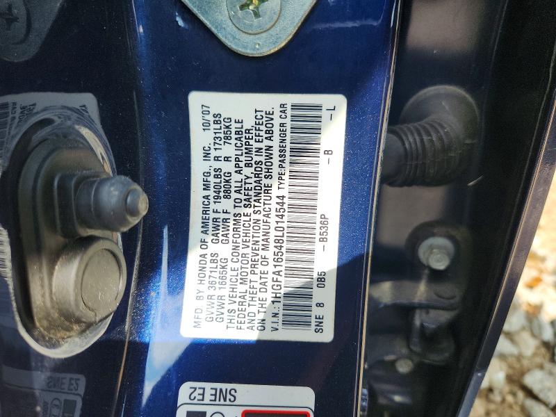 67919666 :رقم المزاد ، 1HGFA16548L014544 vin ، 2008 Honda Civic مزاد بيع
