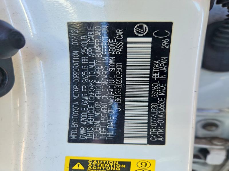 2013 Lexus Es მანქანა იყიდება აუქციონზე, vin: JTHBK1GG2D2009500, აუქციონის ნომერი: 70115176