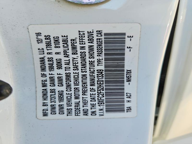 Продажа на аукционе авто 2017 Honda Civic, vin: 19XFC2F52HE013349, номер лота: 70656936