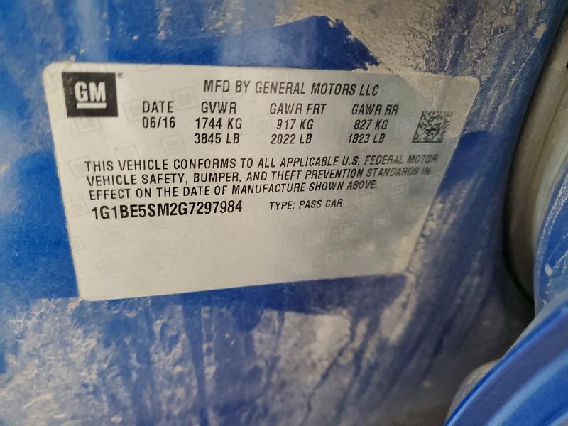 68136416 :رقم المزاد ، 1G1BE5SM2G7297984 vin ، 2016 Chevrolet Cruze مزاد بيع