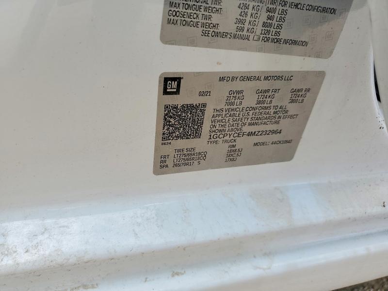 69176646 :رقم المزاد ، 1GCPYCEF4MZ232964 vin ، 2021 Chevrolet Silverado مزاد بيع