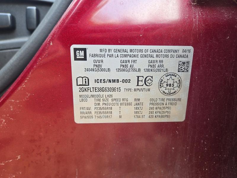 Продаж на аукціоні авто 2016 Gmc Terrain, vin: 2GKFLTE38G6309615, номер лоту: 66888926