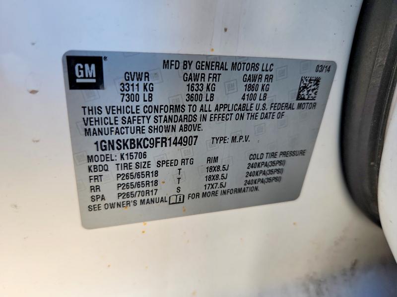 Aukcja sprzedaży 2015 Chevrolet Tahoe, vin: 1GNSKBKC9FR144907, numer aukcji: 68649286