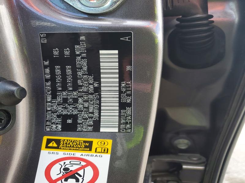Aukcja sprzedaży 2015 Toyota Highlander, vin: 5TDKKRFH3FS071574, numer aukcji: 69737506