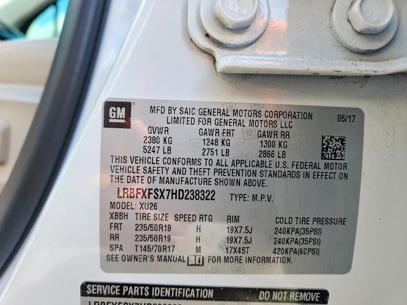 Aukcja sprzedaży 2017 Buick Envision, vin: LRBFXFSX7HD238322, numer aukcji: 68168586