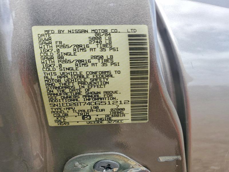 Aukcja sprzedaży 2004 Nissan Xterra, vin: 5N1ED28T74C651212, numer aukcji: 70623816