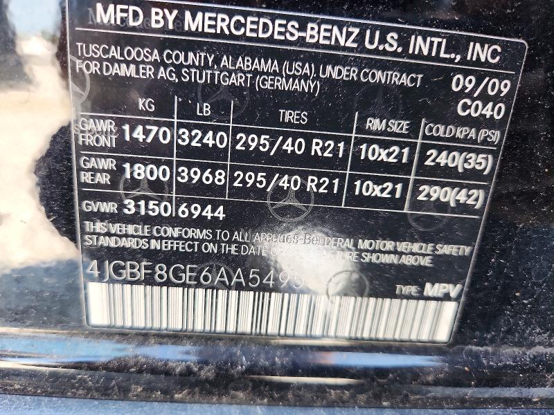 2010 Mercedes-benz Gl მანქანა იყიდება აუქციონზე, vin: 4JGBF8GE6AA549569, აუქციონის ნომერი: 69735476