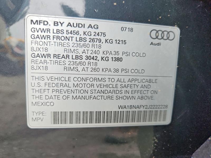 Aukcja sprzedaży 2018 Audi Q5, vin: WA1BNAFY2J2222228, numer aukcji: 67669156