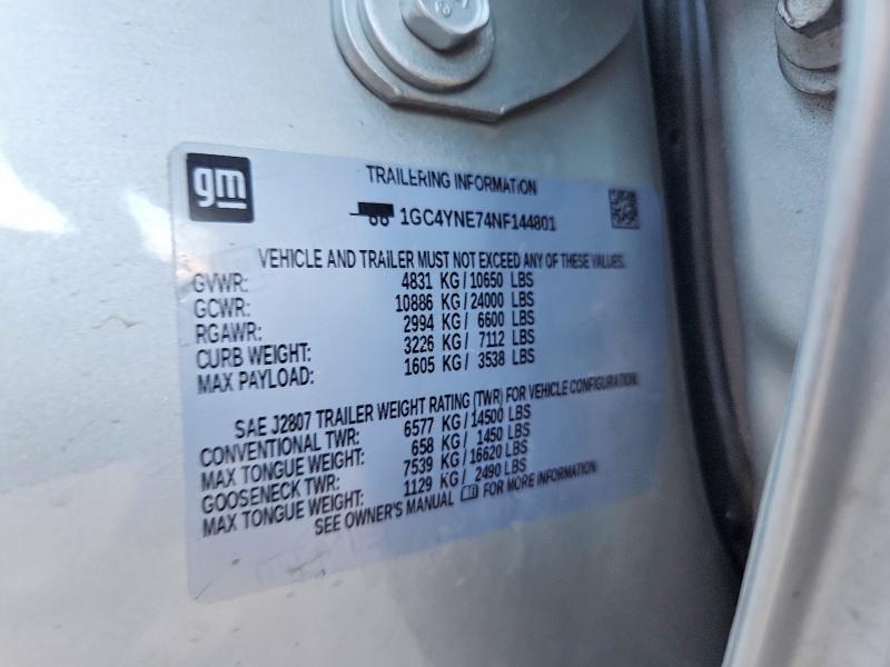 68269816 :رقم المزاد ، 1GC4YNE74NF144801 vin ، 2022 Chevrolet Silverado مزاد بيع