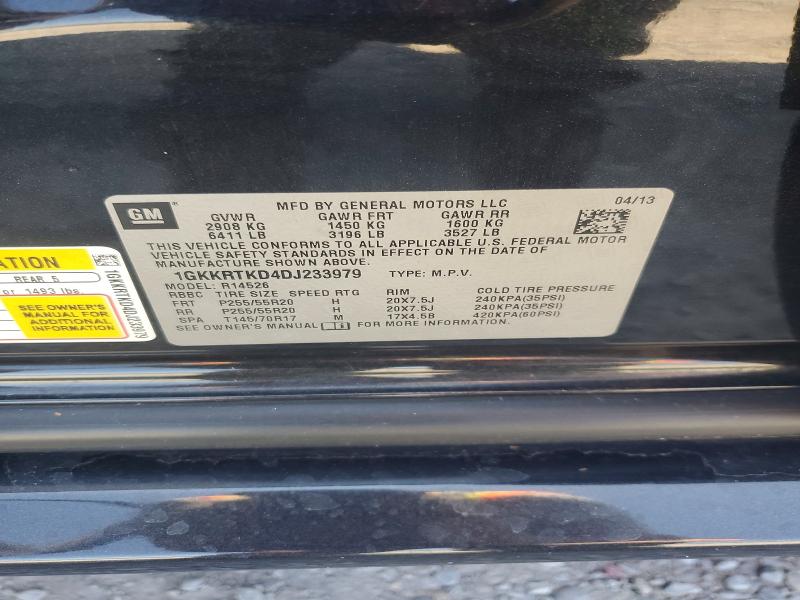 2013 Gmc Acadia მანქანა იყიდება აუქციონზე, vin: 1GKKRTKD4DJ233979, აუქციონის ნომერი: 68780826