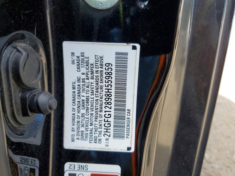 68014766 :رقم المزاد ، 2HGFG12898H559859 vin ، 2008 Honda Civic مزاد بيع