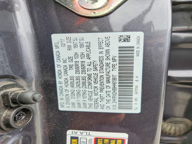 69590486 :رقم المزاد ، 2HKRW2H89HH619917 vin ، 2017 Honda Cr-v مزاد بيع
