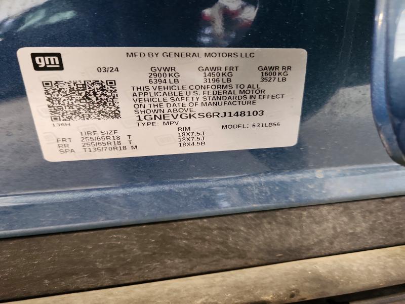 Aukcja sprzedaży 2024 Chevrolet Traverse, vin: 1GNEVGKS6RJ148103, numer aukcji: 67686006