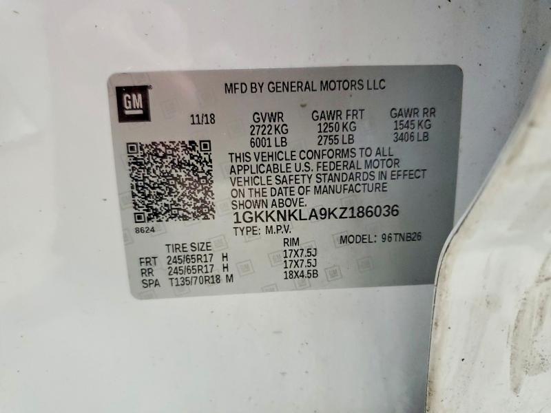 2019 Gmc Acadia მანქანა იყიდება აუქციონზე, vin: 1GKKNKLA9KZ186036, აუქციონის ნომერი: 66493916