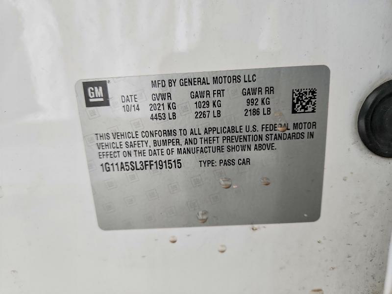 2015 Chevrolet Malibu მანქანა იყიდება აუქციონზე, vin: 1G11A5SL3FF191515, აუქციონის ნომერი: 69036336
