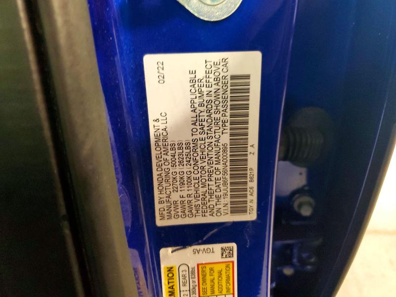 Aukcja sprzedaży 2022 Acura Tlx, vin: 19UUB6F56NA000895, numer aukcji: 69756166
