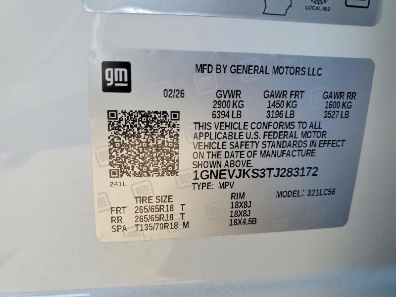 2026 Chevrolet Traverse მანქანა იყიდება აუქციონზე, vin: 1GNEVJKS3TJ283172, აუქციონის ნომერი: 69006496