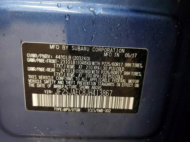 Продаж на аукціоні авто 2018 Subaru Forester, vin: JF2SJAEC8JH413867, номер лоту: 70533506