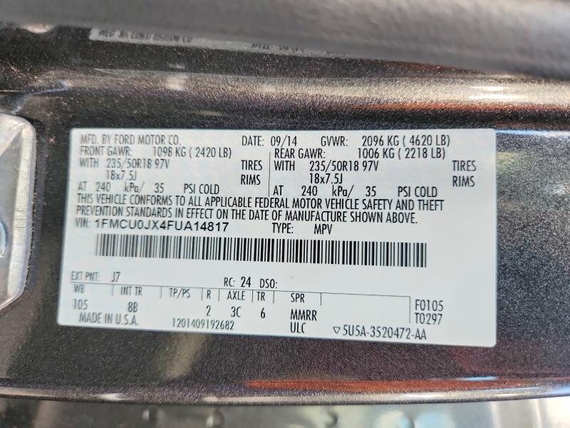 67850166 :رقم المزاد ، 1FMCU0JX4FUA14817 vin ، 2015 Ford Escape مزاد بيع