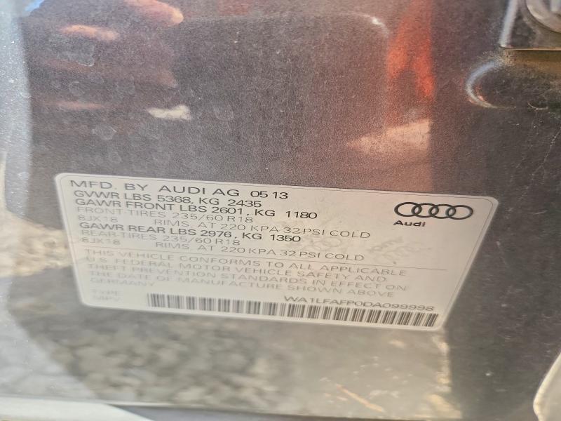 69309946 :رقم المزاد ، WA1LFAFP0DA099998 vin ، 2013 Audi Q5 مزاد بيع