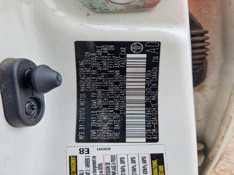 Aukcja sprzedaży 2009 Toyota Corolla, vin: 2T1BU40E49C115302, numer aukcji: 69249886