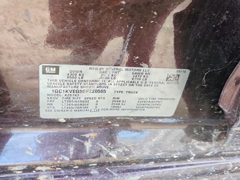Продаж на аукціоні авто 2016 Chevrolet Silverado, vin: 1GC1KVEG5GF220565, номер лоту: 68203066