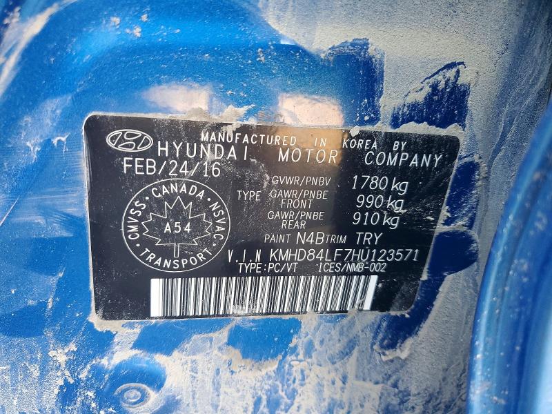 68430406 :رقم المزاد ، KMHD84LF7HU123571 vin ، 2017 Hyundai Elantra مزاد بيع