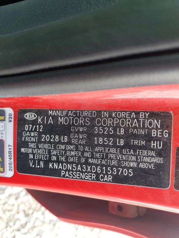 Продаж на аукціоні авто 2013 Kia Rio 5-door, vin: KNADN5A3XD6153705, номер лоту: 69301206