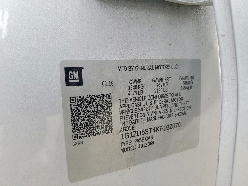 69848746 :رقم المزاد ، 1G1ZD5ST4KF162870 vin ، 2019 Chevrolet Malibu مزاد بيع