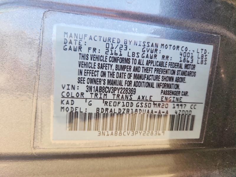 2023 Nissan Sentra მანქანა იყიდება აუქციონზე, vin: 3N1AB8CV3PY228369, აუქციონის ნომერი: 66850836