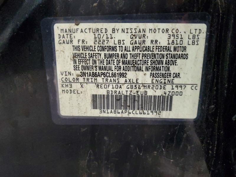 Продажа на аукционе авто 2012 Nissan Sentra, vin: 3N1AB6AP6CL661992, номер лота: 67161036