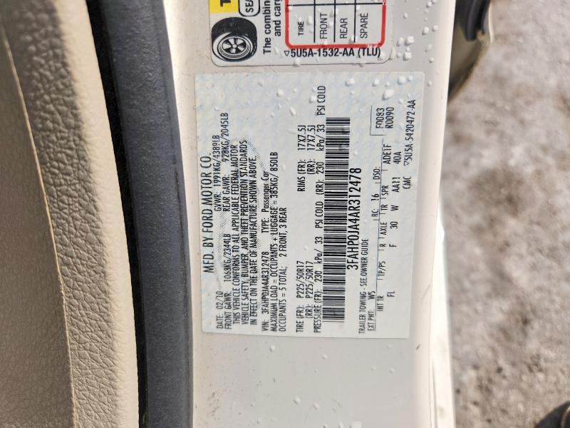 Aukcja sprzedaży 2010 Ford Fusion, vin: 3FAHP0JA4AR312478, numer aukcji: 68249536