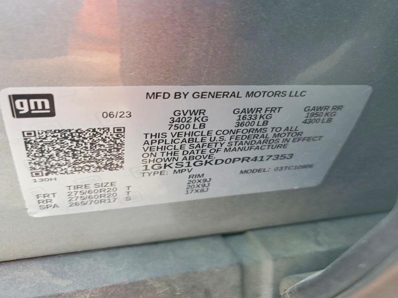 Aukcja sprzedaży 2023 Gmc Yukon Xl, vin: 1GKS1GKD0PR417353, numer aukcji: 69520066