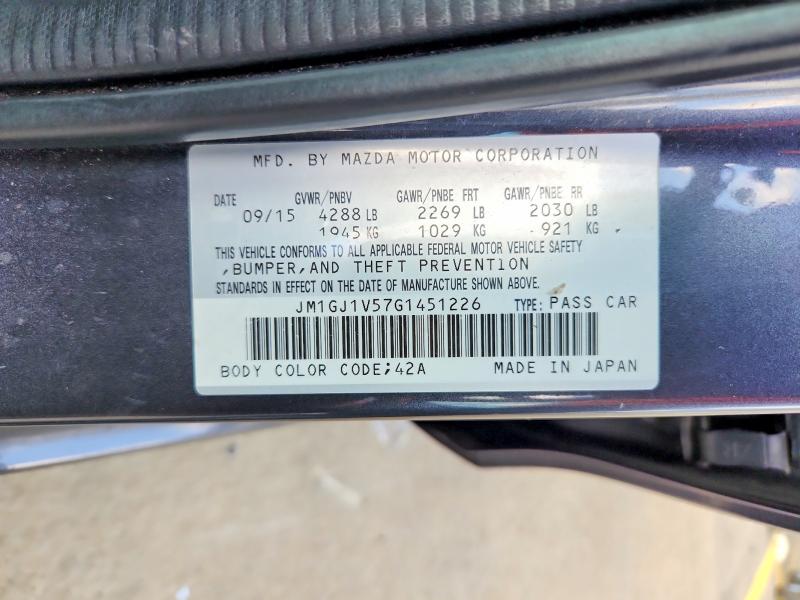 Aukcja sprzedaży 2016 Mazda 6, vin: JM1GJ1V57G1451226, numer aukcji: 67333676