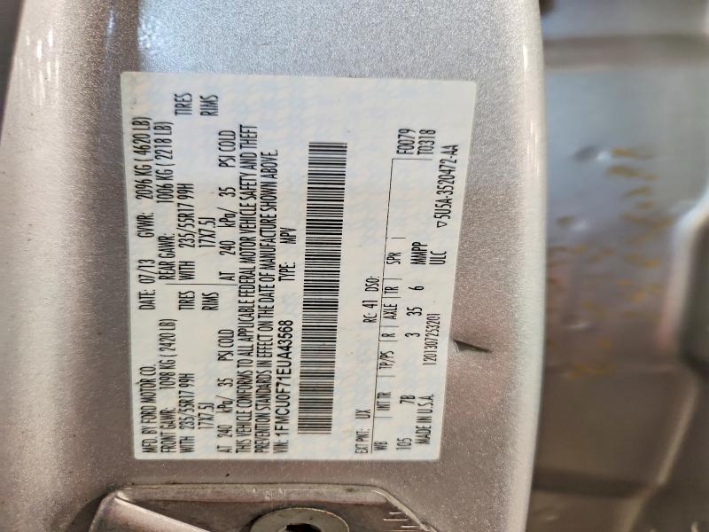 Продаж на аукціоні авто 2014 Ford Escape, vin: 1FMCU0F71EUA43568, номер лоту: 70343076