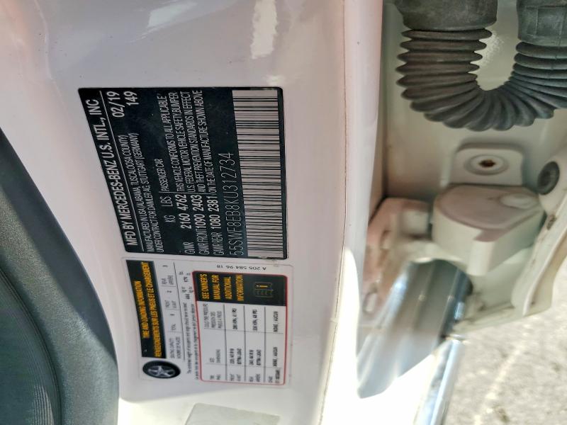 69229246 :رقم المزاد ، 55SWF8EB8KU312734 vin ، 2019 Mercedes-benz C مزاد بيع