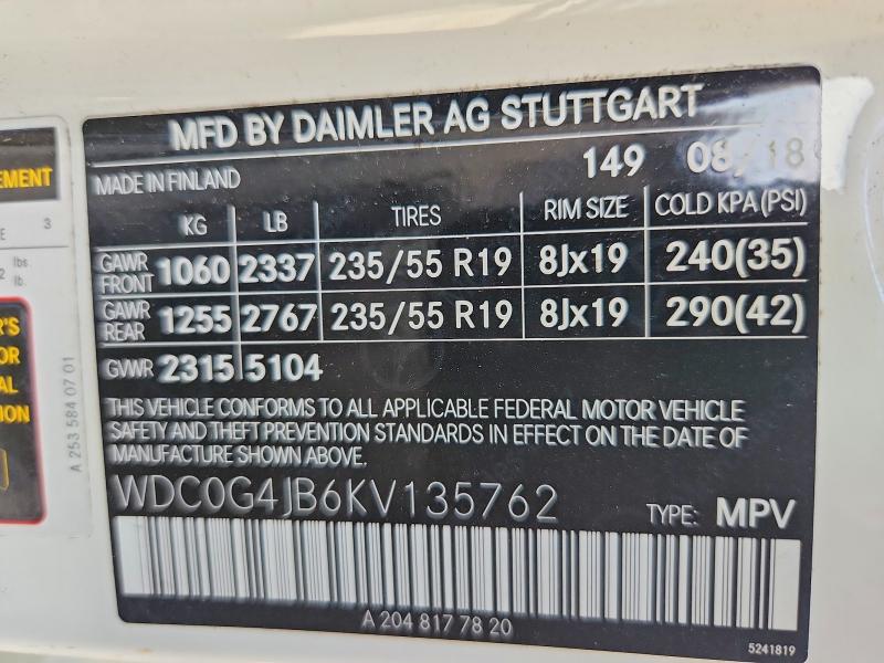 Продаж на аукціоні авто 2019 Mercedes-benz Glc, vin: WDC0G4JB6KV135762, номер лоту: 67695476