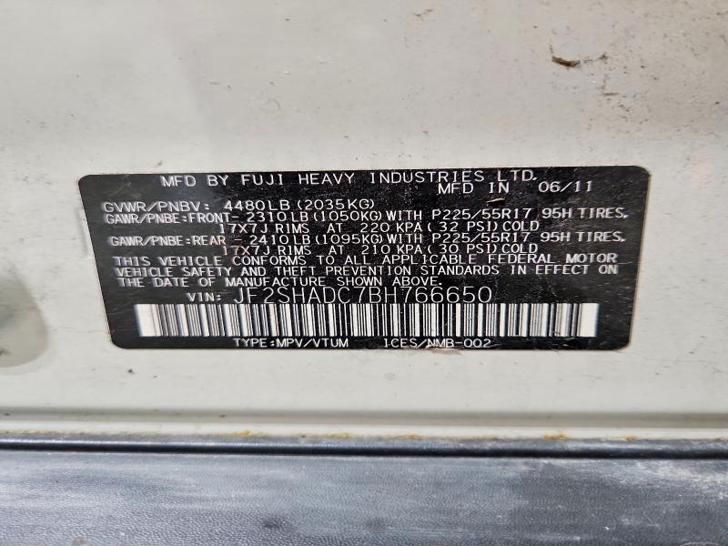68289566 :رقم المزاد ، JF2SHADC7BH766650 vin ، 2011 Subaru Forester مزاد بيع