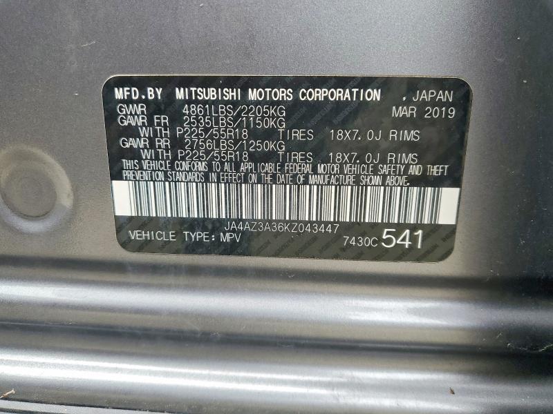 Aukcja sprzedaży 2019 Mitsubishi Outlander, vin: JA4AZ3A36KZ043447, numer aukcji: 67890596