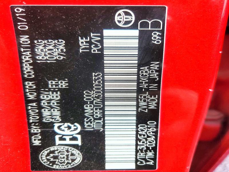 Aukcja sprzedaży 2019 Toyota Prius, vin: JTDL9RFU7K3000533, numer aukcji: 68999326