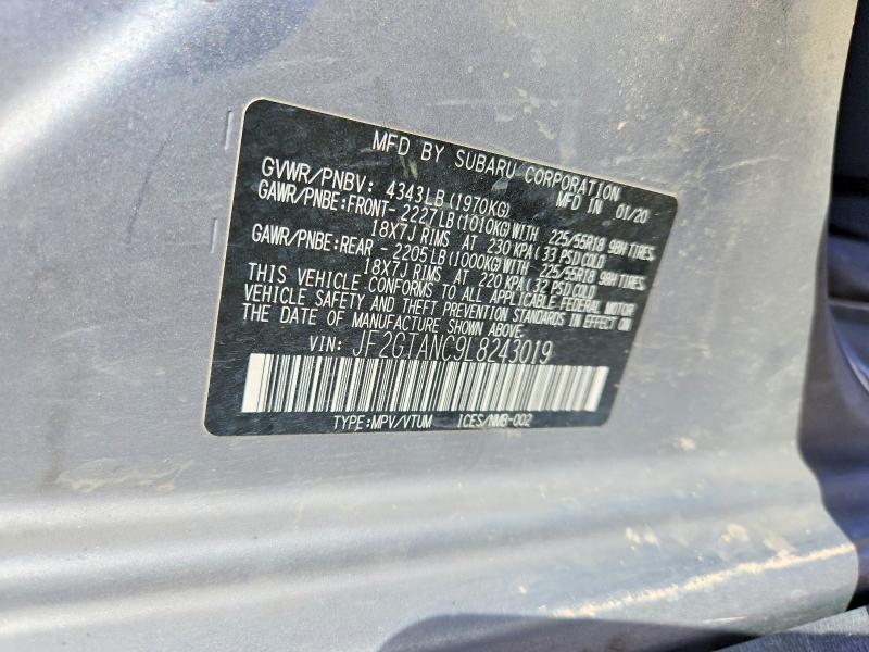 68388596 :رقم المزاد ، JF2GTANC9L8243019 vin ، 2020 Subaru Crosstrek مزاد بيع